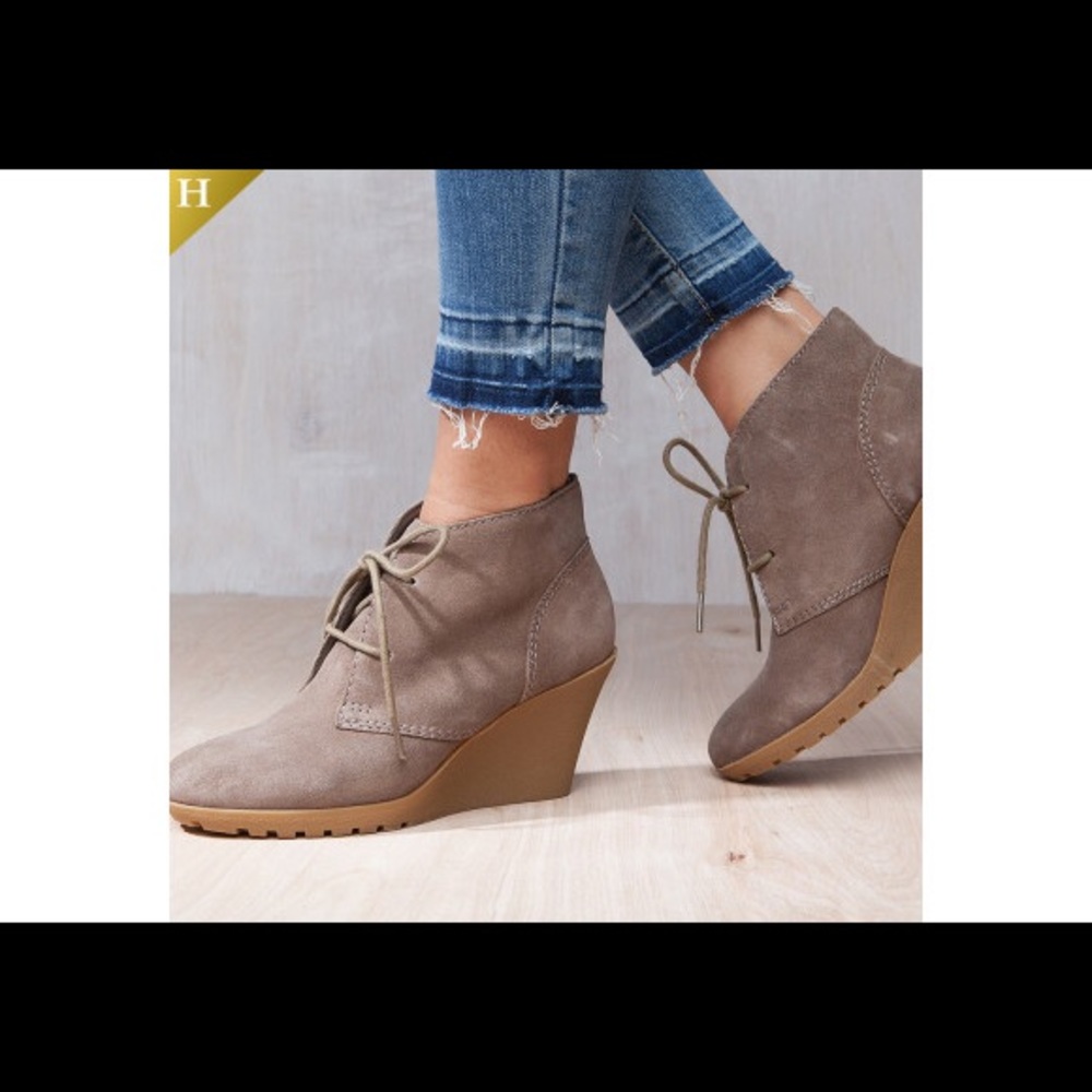 Taupe, suede ankle booties
